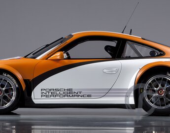 Porsche 911 GT3 R Hybrid Seitenansicht in orange_weiss