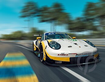 Zwei Porsche 911 RSR auf dem Podium der virtuellen 24 Stunden von Le Mans